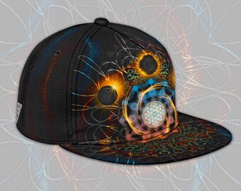 Snapback Hat • Solar Eclipse • Visionary Art Hat • Heady Hat • Spiritual Ball Cap • Unisex • Festival Hat • Trippy Cap • Magus Fawn