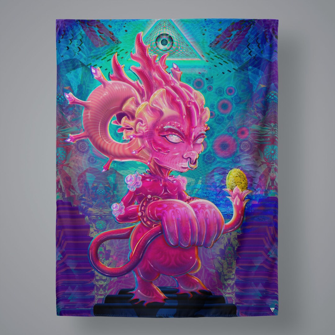 Crushed Velvet Wall Tapestry, Fabric Wall Art, Trippy Wall Hanging