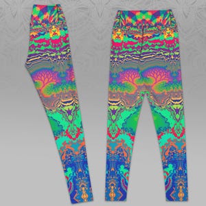 Leggings de yoga psicodélicos, medias arcoíris alucinantes, pantalones de baile para festivales y raves / Acid Melt imagen 7