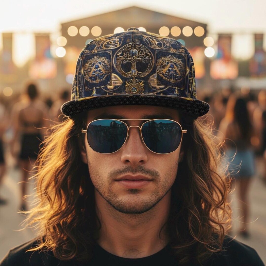 Atlantis Rave Trippy Festival Hat, Psychedelic Rave Cap | Egyptian Atlantis - Etsy