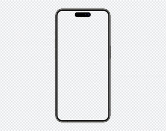 iPhone 15 Pro frame with transparent screen, PNG image