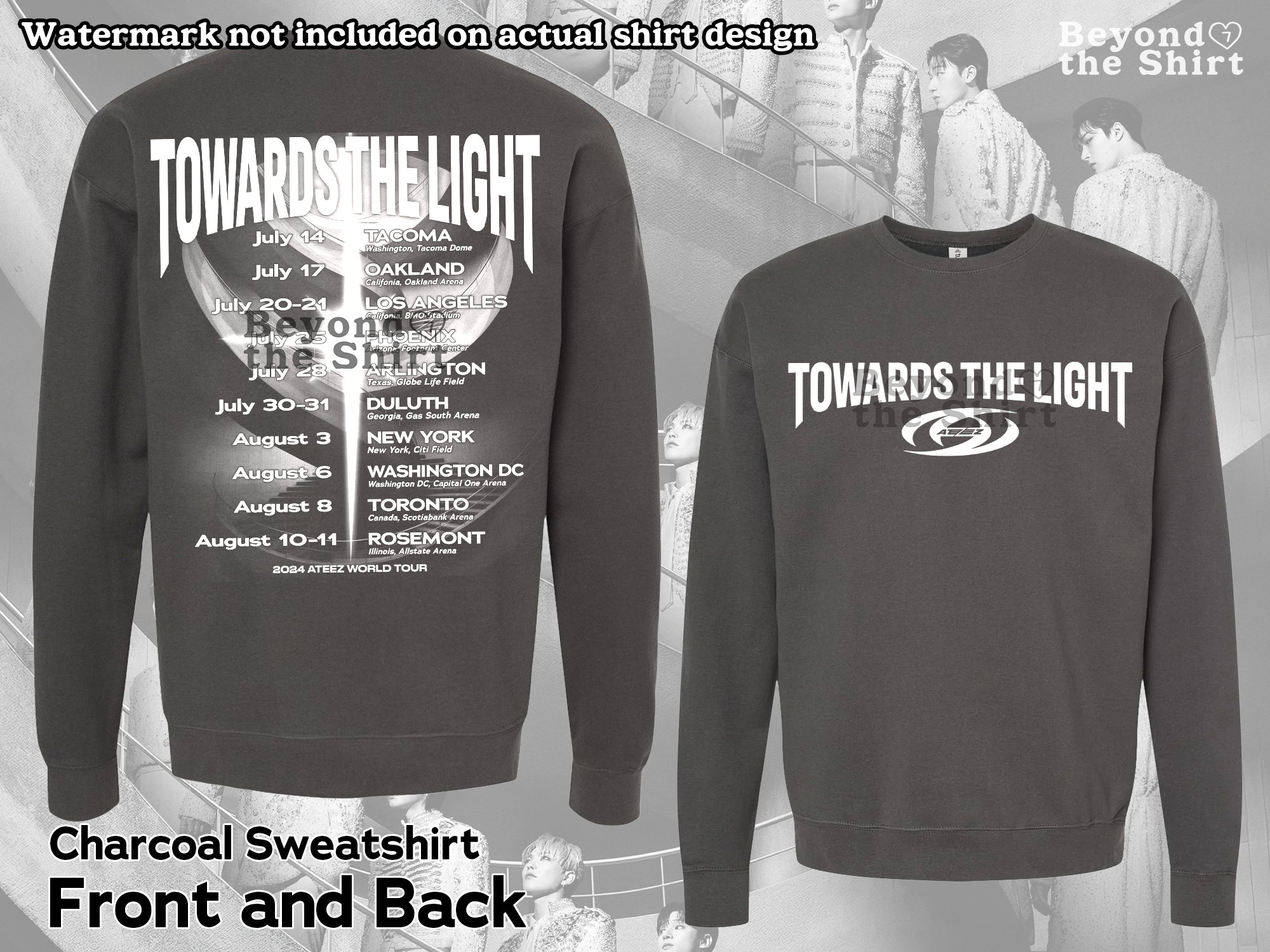 Ateez Towards the Light World Tour 2024 Tshirt Ateez Tour Ateez Towards the Light World Tour 2024 Tshirt Ateez Tour
