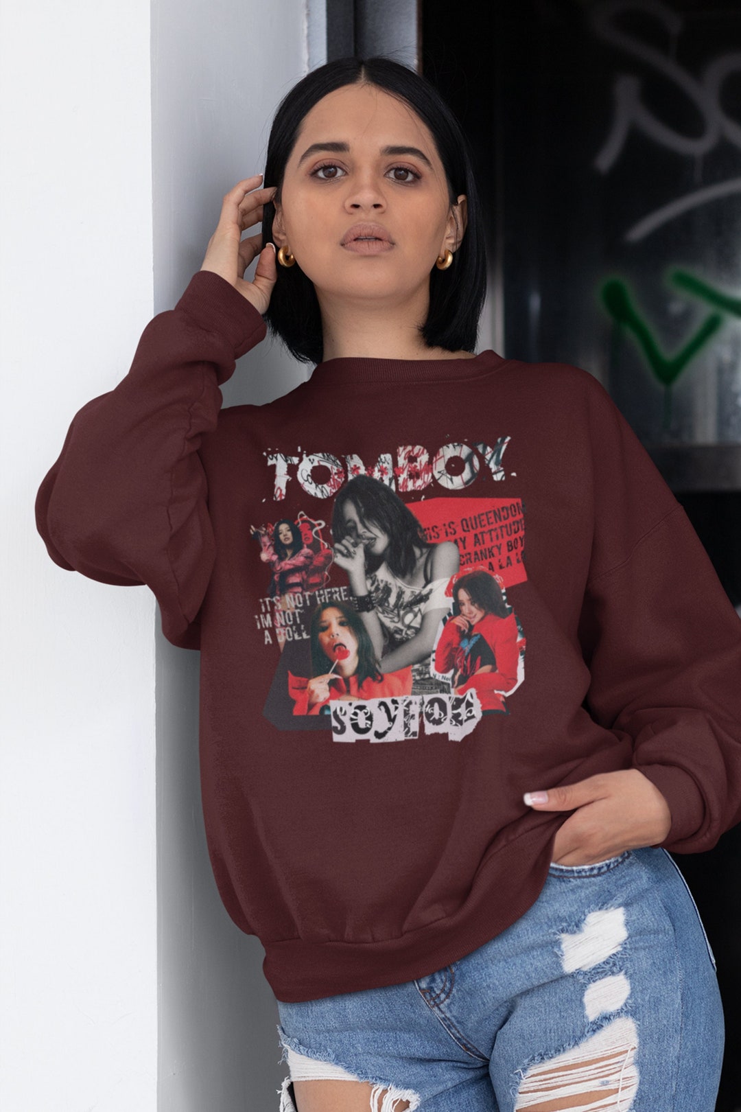 Gidle Tour Shirt Concert Merch Soyeon Sweatshirt in Maroon and Etsy