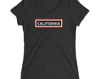 California Red Black Tag Ladies' short sleeve t-shirt | California Flower | California Shirt | Cali Shirt | Gift for Her | Souvenir