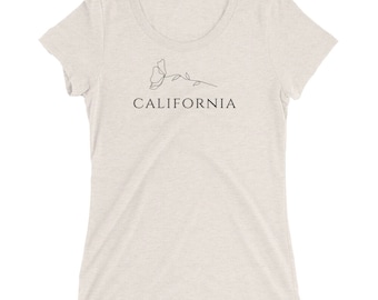 California Flower BW Ladies' short sleeve t-shirt | California Flower | California Shirt | Cali Shirt | Gift for Her | Souvenir