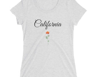California Poppy - camiseta de manga corta para damas / California Flower / California Shirt / Cali Shirt / Flower Shirt / Gift for her / Souvenir