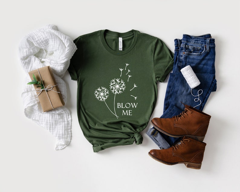 Dandelion Wishes Shirt Dandelion Shirt Dandelion Silhouette Flower Shirt Plant Shirt Blow Me Shirt Women Gift Shirt Gift for her