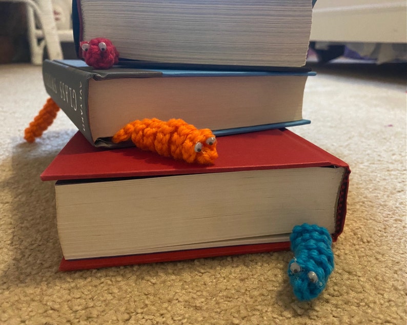 Crochet Bookworm Bookmarks