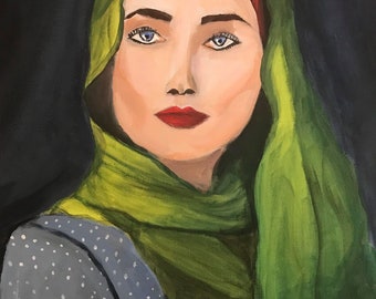 Woman around world 1. Handmade original Acrylic Canvas painting.