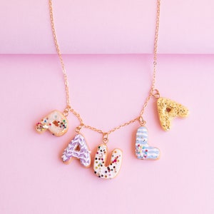 Personalized Name Choker Donut: 14k gold name necklace, Silver name necklace, Gift for girls, Gift for kids, Gift for her, Donut Necklace