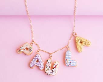 Personalized Name Choker Donut: 14k gold name necklace, Silver name necklace, Gift for girls, Gift for kids, Gift for her, Donut Necklace