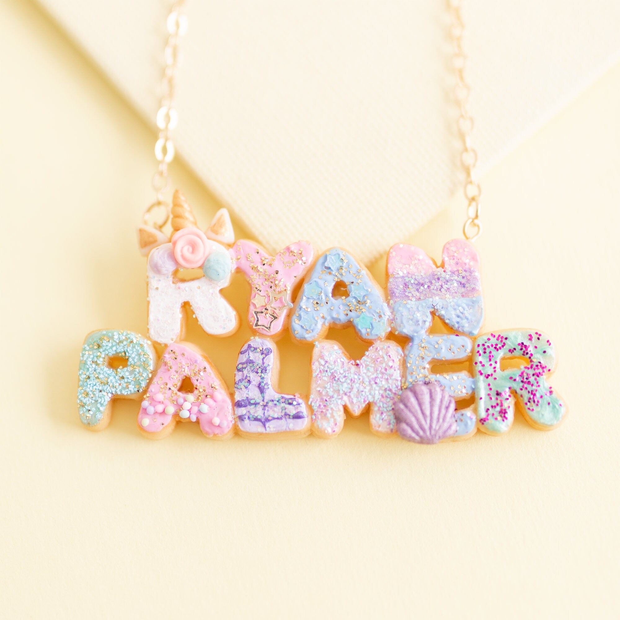 Personalized Two Name Necklace Donut 