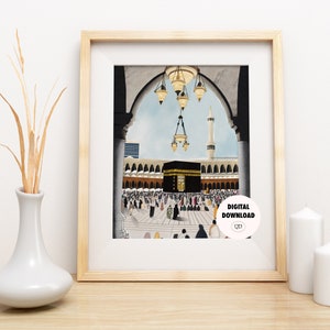 Holy Kaaba Mecca painting | Masjid Al Haram | Mosque Print| Islamic Digital print| Muslim Gifts |Hajj | Umrah| FREE 6x9&quot; CARD INCLUDED