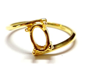 Gold Blank 5x7 mm Oval Gold Halb montierung Ring Gold Rund Ring Fassung 18K Gold 5x7 mm Oval Ring Rohlinge Gold Semi Mount Solitär Ring Fassung