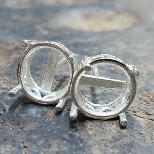 925 Silver Ear Stud Blanks 11 mm Round Semi Mount Earstuds Sterling Silver Earring Blanks 11 mm Round Earrings Blanks For Jewellery Making