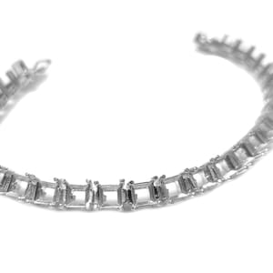 5 mm Square Bracelet Mountings 925 Silver 5 mm Square Tennis Bracelet Mountings 5 mm Square Tennis Bracelet Blank Silver Semi Mount Bracelet