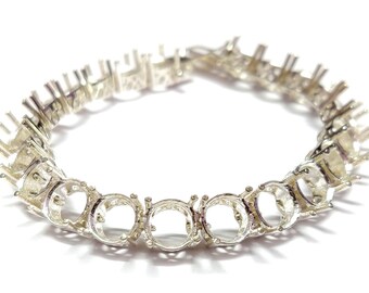 Semi Mount Bracelet 8 mm Round Bracelet Blank Sterling Silver Semi Mount Bracelet Silver Bracelet Blank Men Women 7.5 Inch Silver Bracelet