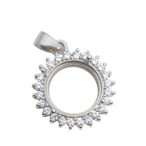 Colgante semimontado de 8 mm a 20 mm con engastes redondos para colgante, colgante redondo de plata, engaste para colgante redondo en blanco, engastes para colgante redondo de plata