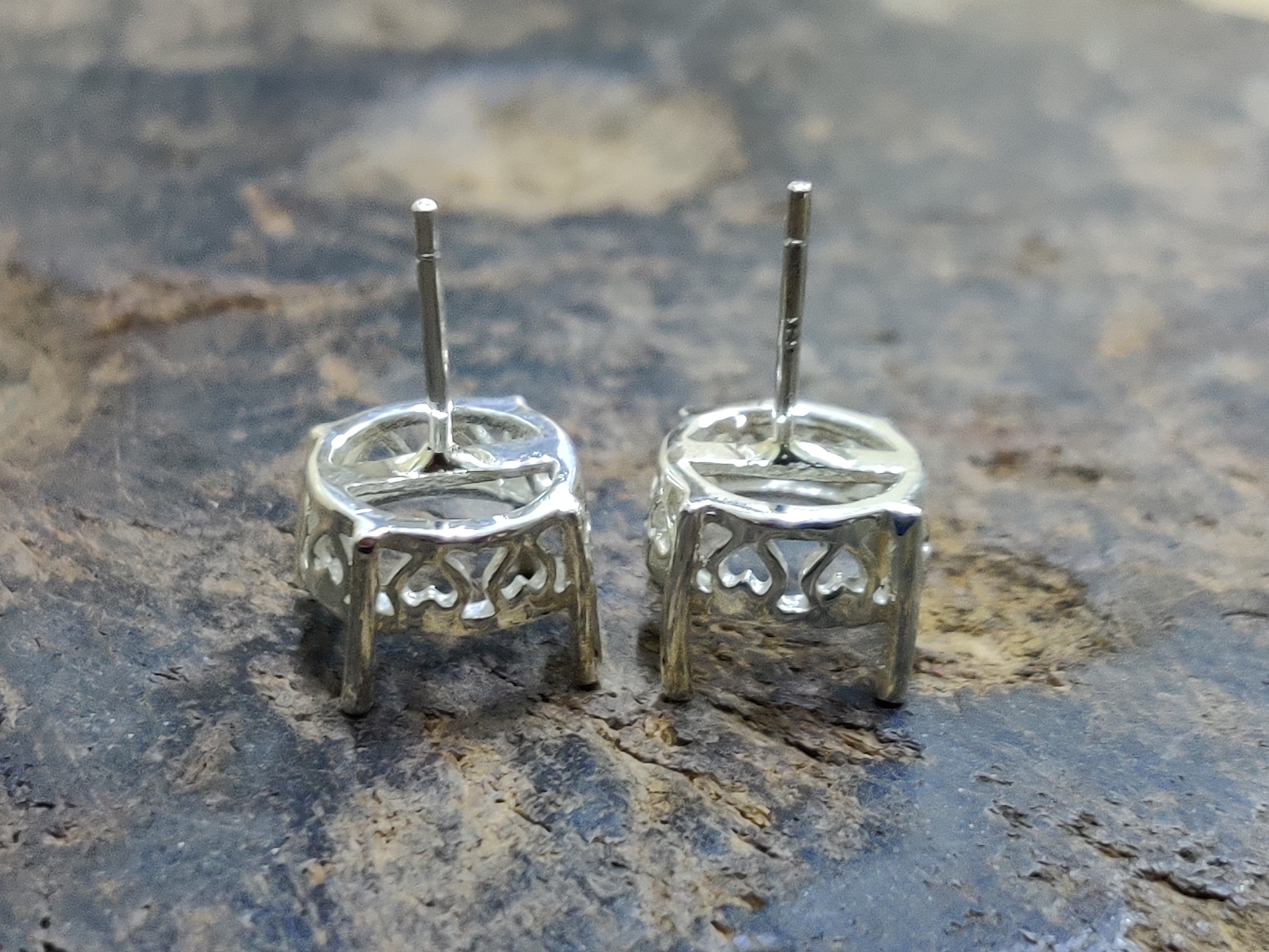 925 Silver Ear Stud Blanks 11 Mm Round Semi Mount Earstuds Etsy UK