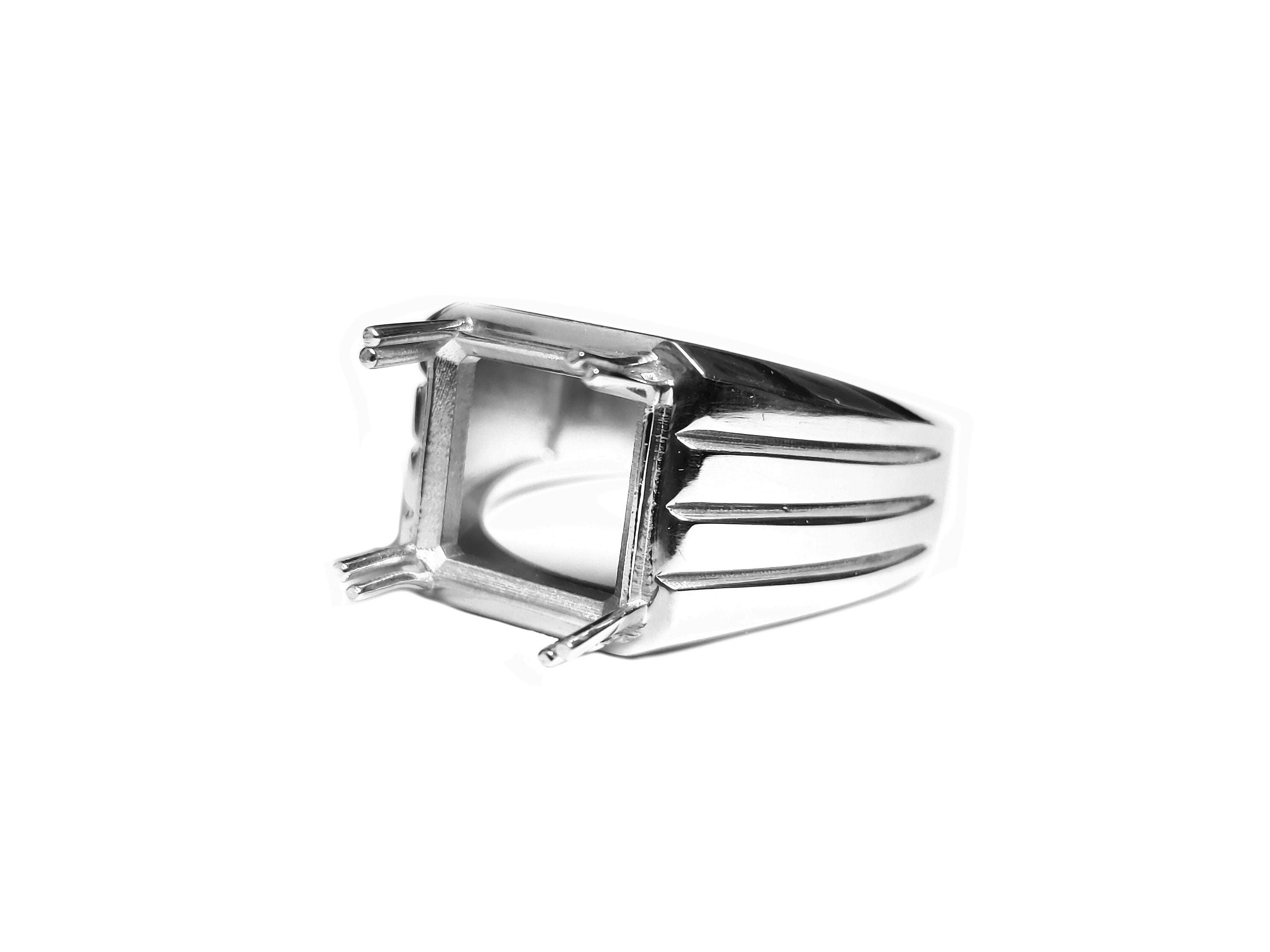 Solid Silver Mens Ring Setting 7,8,9,10,11 Mm Square Ring