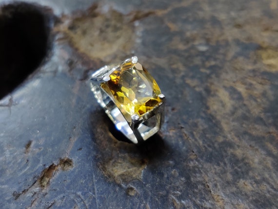 AAA Quality Natural Citrine Ring Sterling Silver 12x16 Mm Citrine Statement Ring Large Citrine Cocktail Ring Silver Ring Anniversary Ring Etsy