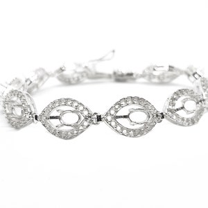 Silver 4x6 mm oval Designer Bracelet 925 Silver Oval Semi Mount Bracelet Sterling Silver Oval Bracelet Blanks