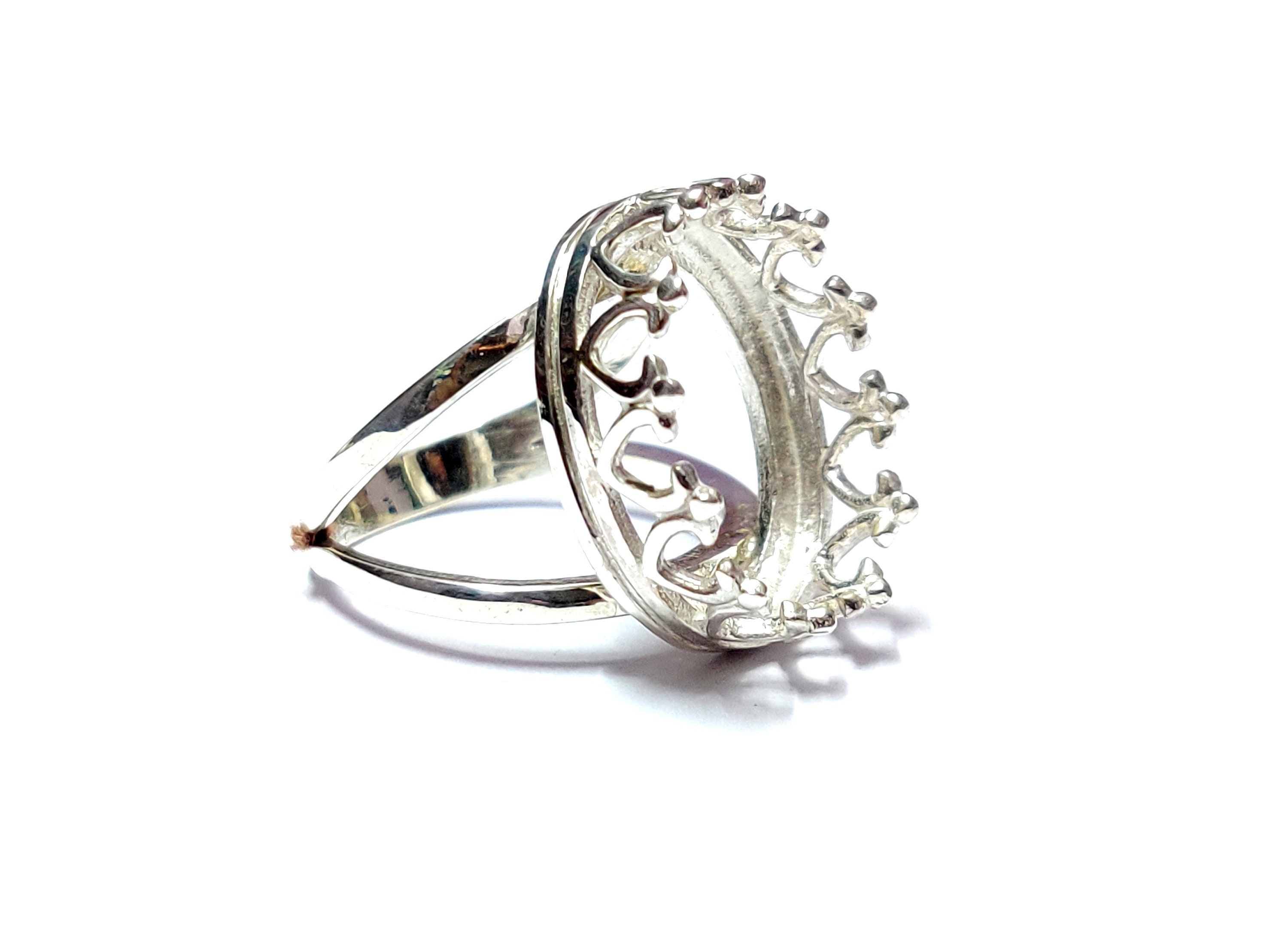 Semi Mount Ring Setting 925 Silver Oval Semi Mount Ring Etsy