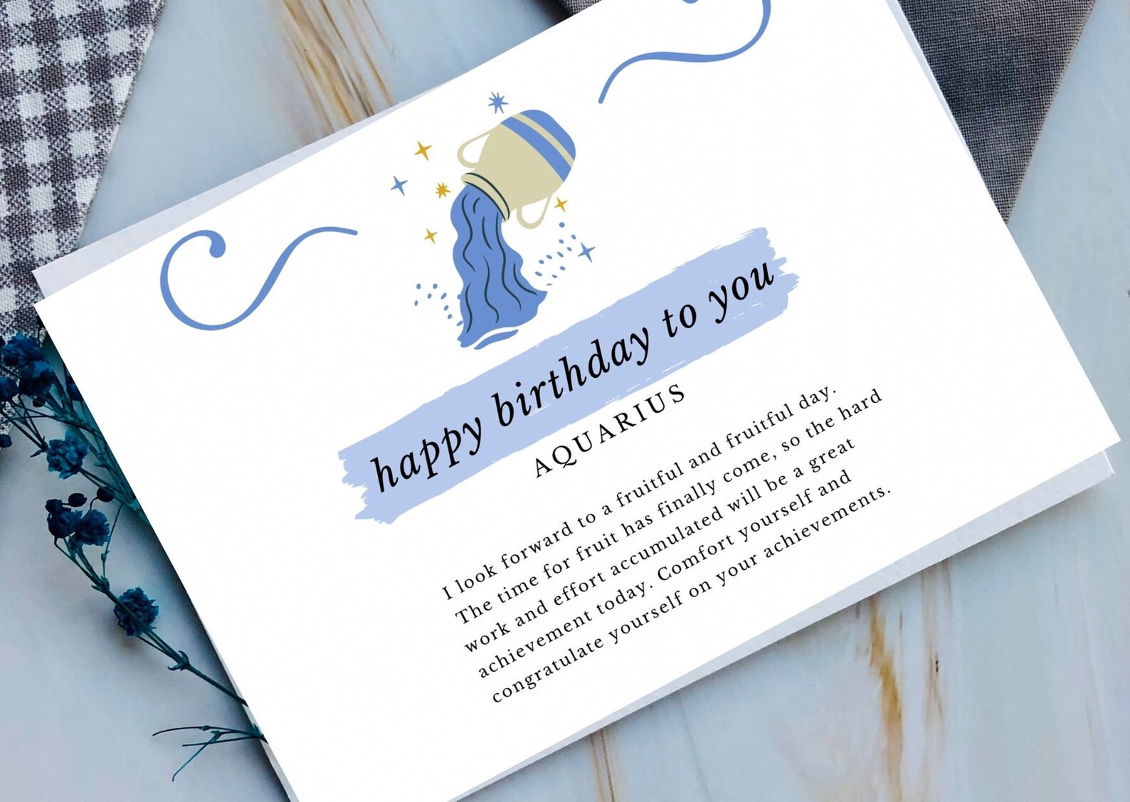 Horoscope Postcard Aquarius Happy Birthday to You Blue White Card - Etsy