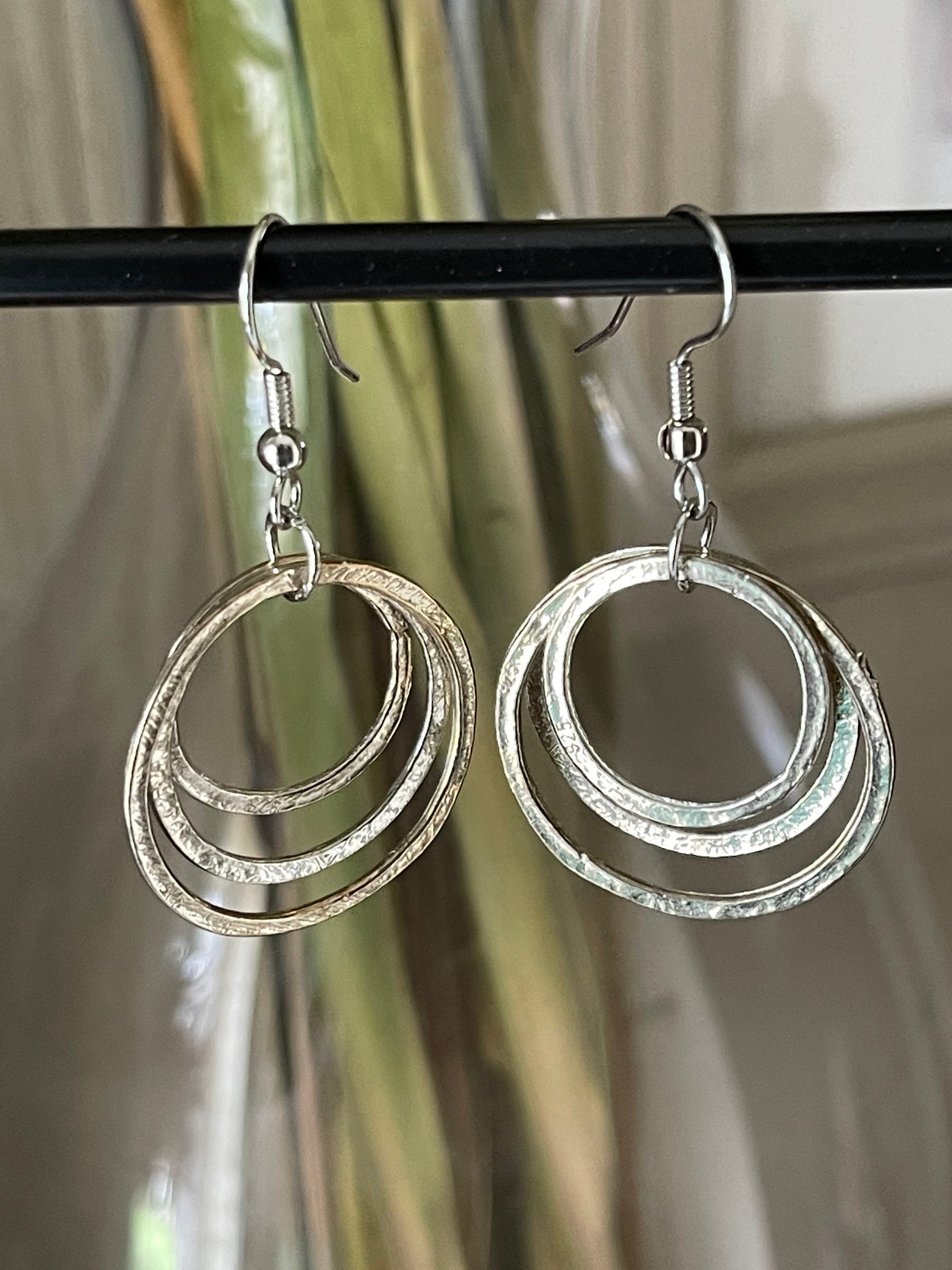 Pendientes colgantes de aro de plata | Etsy