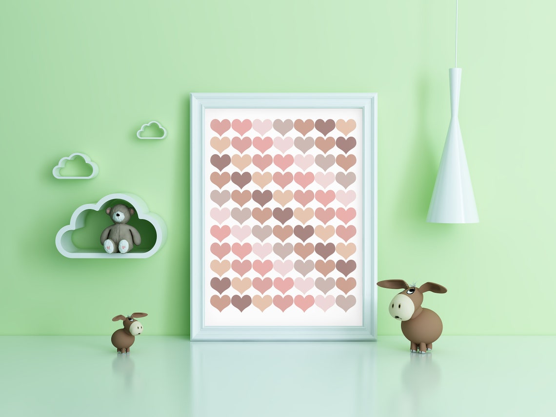 Boho Heart Printable Poster/nursery Printable Wall Art/kids Room Heart ...