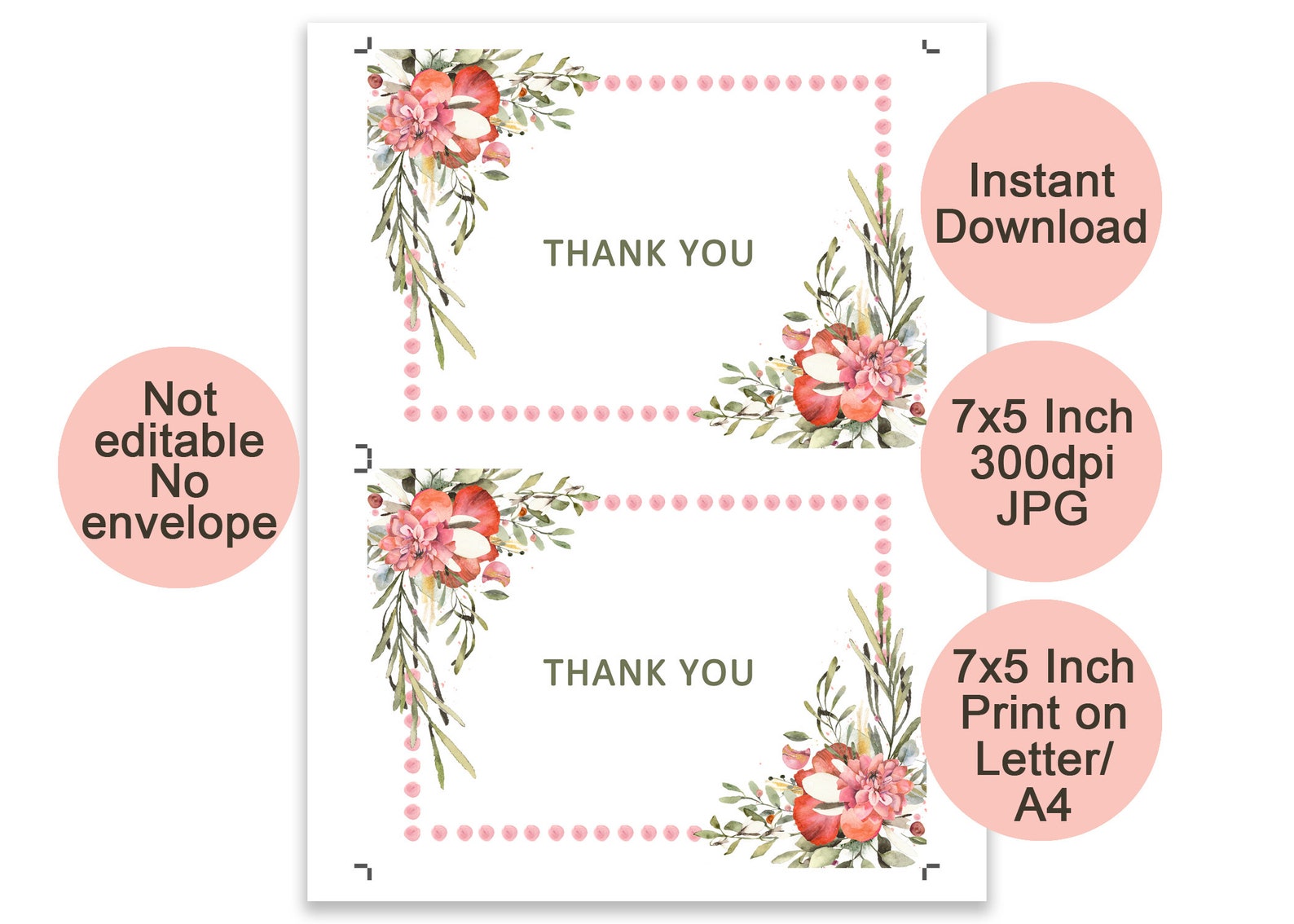 Hochzeit Dankeschön Karte druckbare/Floral - Etsy.de