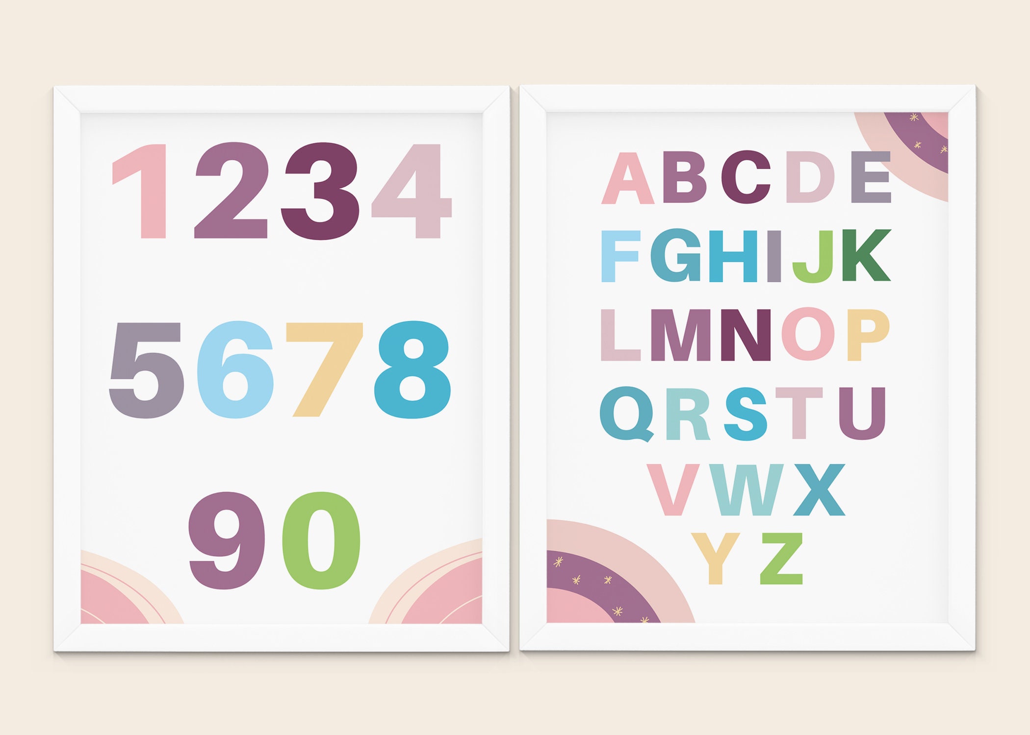 Printable English Alphabet Numbers Chart Posternursery Education Study
