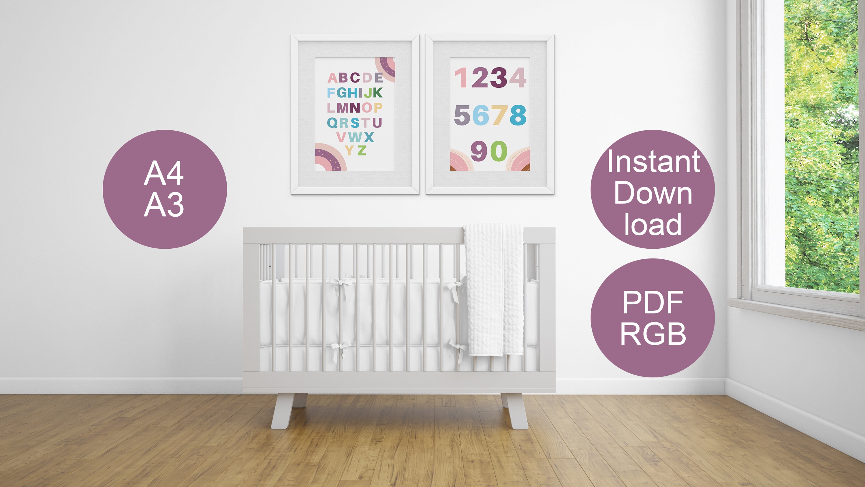 Printable English Alphabet Numbers Chart Poster|nursery Education Study ...