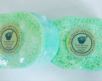 Goats Milk Soap Filled Massage Sponge Lemongrass Essential Oil