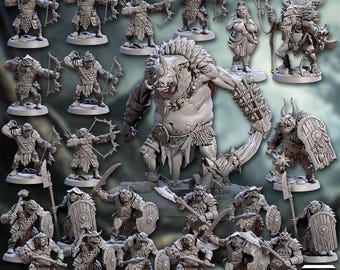 Orhogs The Pig Orc Warband Fantasy Tabletop Miniature Set |  Artisan Guild