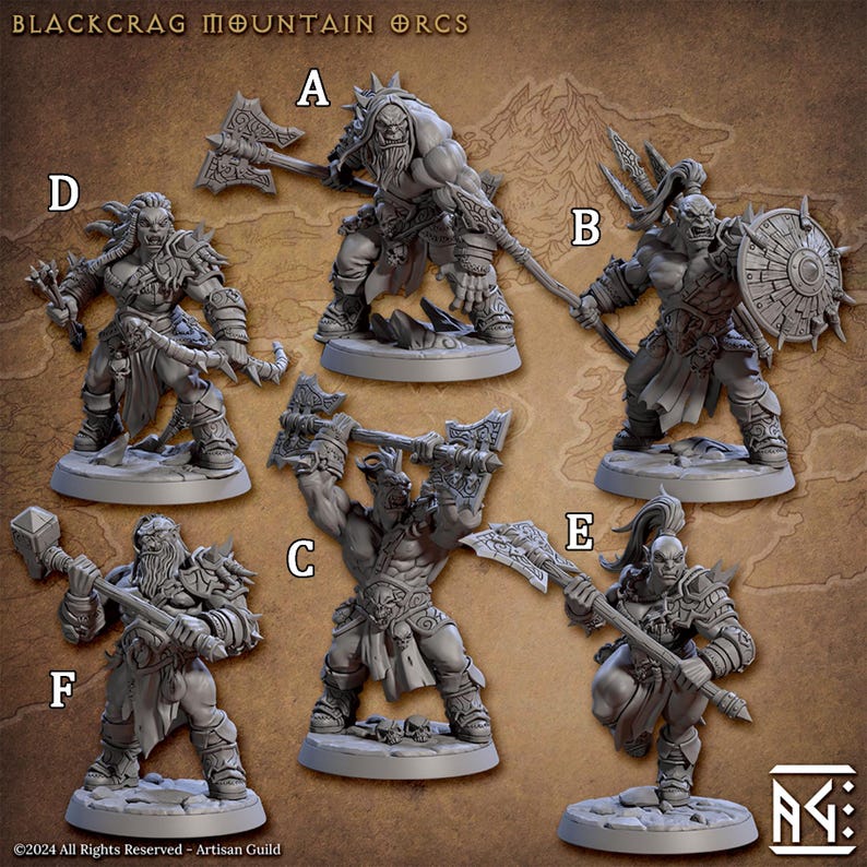Blackcrag Mountain Orcs Fantasy Tabletop Miniature | Artisan Guild Orc Kit 1