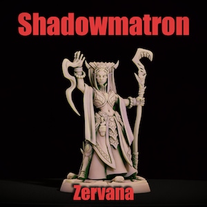 Unpainted Drow Elf Matron Spellcaster Tabletop Miniature - Shadowmatron Zervana Blacktongue - Blacktongue Assassins