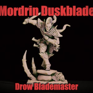 Unpainted Drow Elf Blademaster Tabletop Miniature - Mordrin Duskblade - Blacktongue Assassins