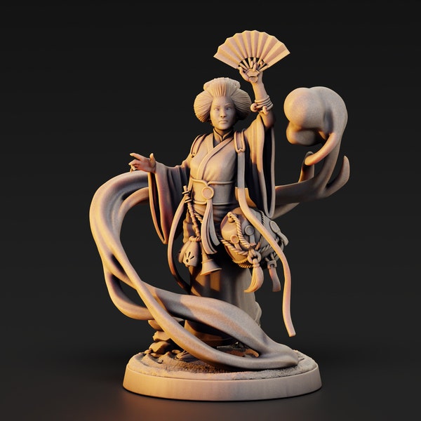 Shrine Maiden Fantasy Tabletop Miniature | Chosen of the Kami Part III | Dragon Trapper's Lodge