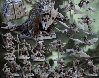 Lizardmen of Falgor's Swamp Fantasy Tabletop Miniature Set |  Artisan Guild