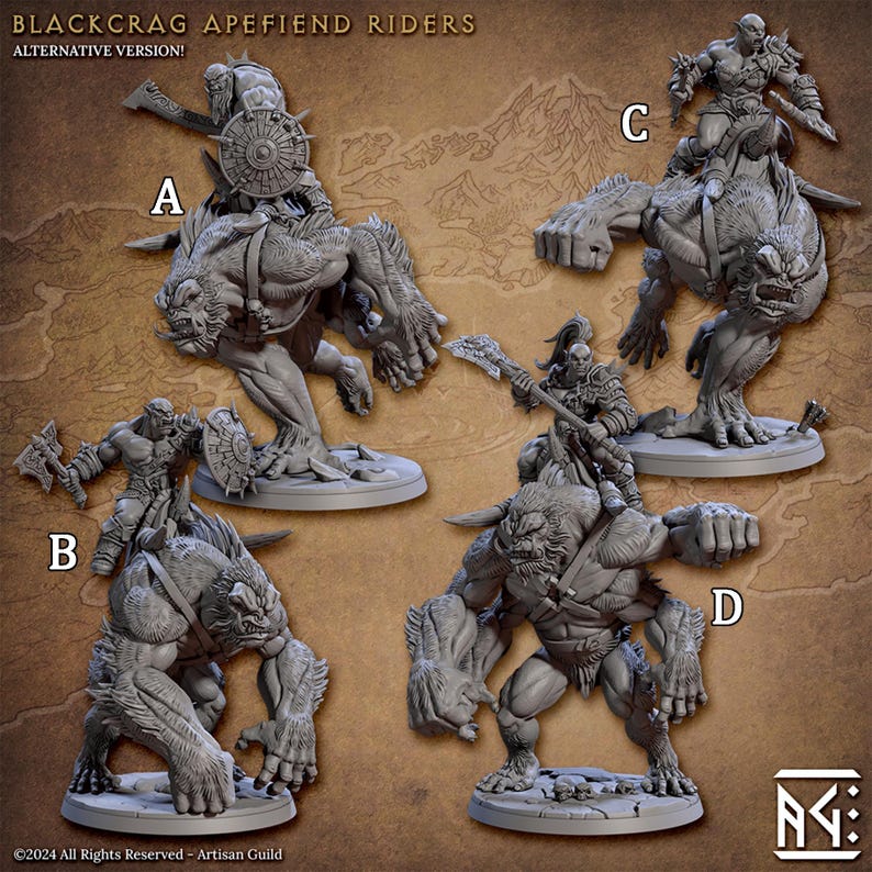 Blackcrag Mountain Orcs Fantasy Tabletop Miniature | Artisan Guild Riders Kit 2