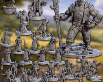 Villagers & Townsfolk Vol. 1 Fantasy Tabletop Miniature Set |  Artisan Guild