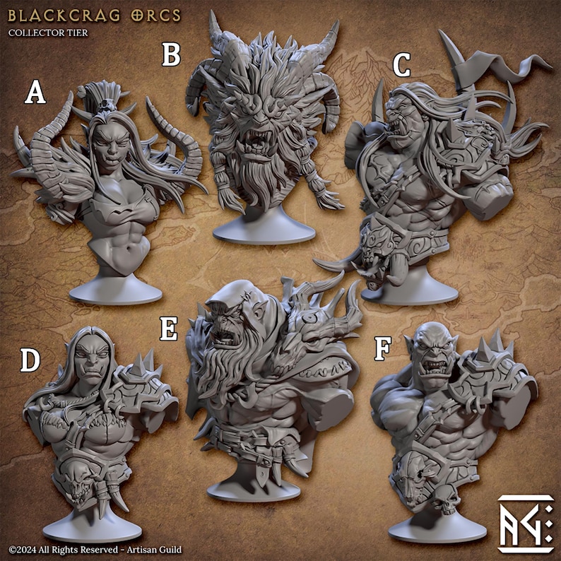 Blackcrag Mountain Orcs Fantasy Tabletop Miniature | Artisan Guild Busts