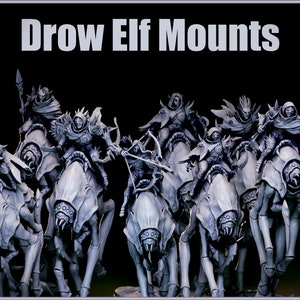 Mounted Drow Elves Tabletop Miniatures - Zeek Riders - Blacktongue Assassins