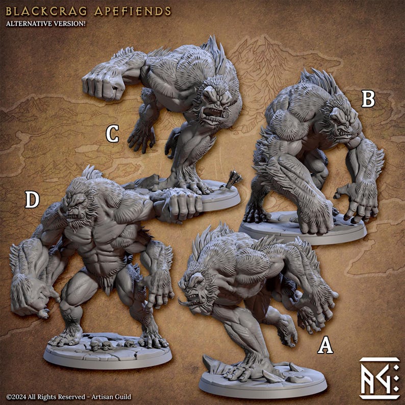 Blackcrag Mountain Orcs Fantasy Tabletop Miniature | Artisan Guild Apefiend Saddleless