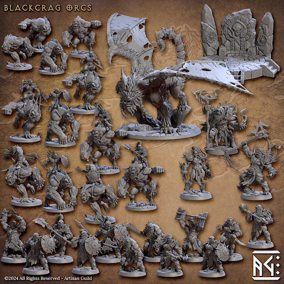 Blackcrag Mountain Orcs Fantasy Tabletop Miniature | Artisan Guild