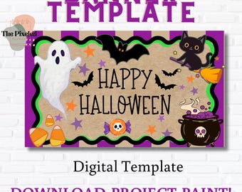 Halloween Party Banner Template|Fun Halloween Banner|Digital Template|Hand Painted Banner|Painting Craft Guide|35x60 template|PNG File