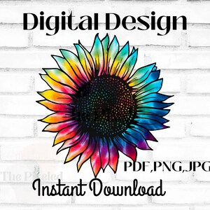 Tie Dye Sunflower Digital Design| Sunflower Png| PNG| Sublimation Design|Instant Download|Digital Design| PDF|Sunflower|TiedyeSunflower