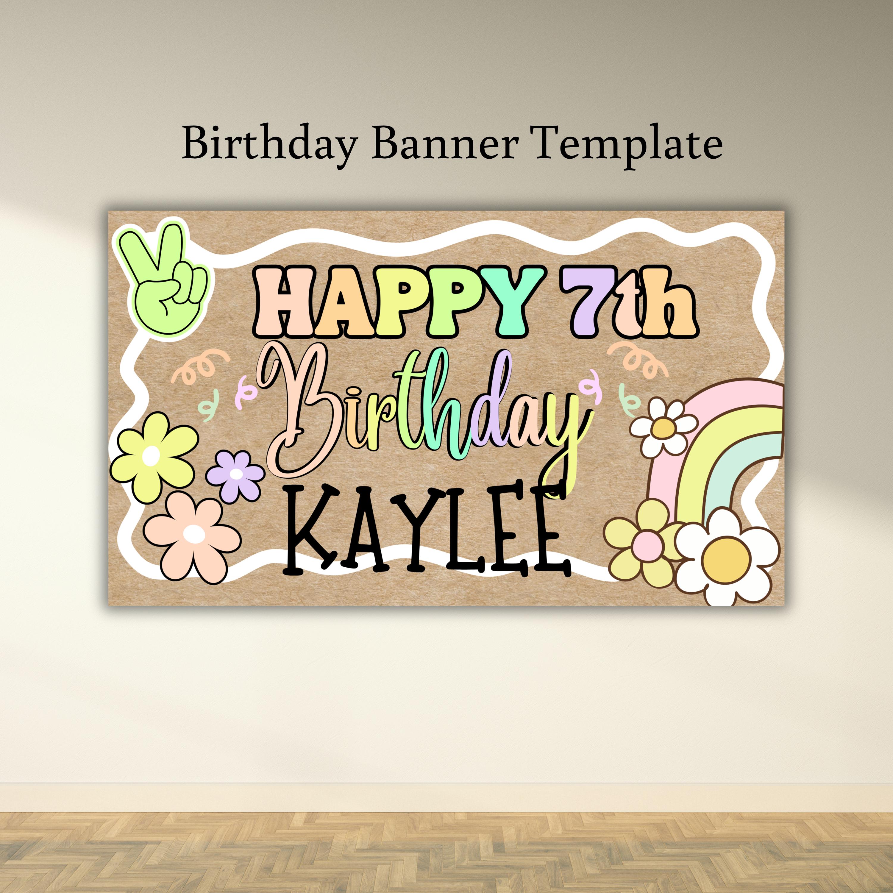 Happy Birthday Banner Template| Birthday Banner| Editable Digital