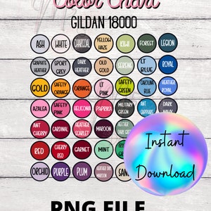 Gildan 180/18000 Color Chart| Gildan Color Chart| Sweatshirt Color Chart| Gildan G180|
